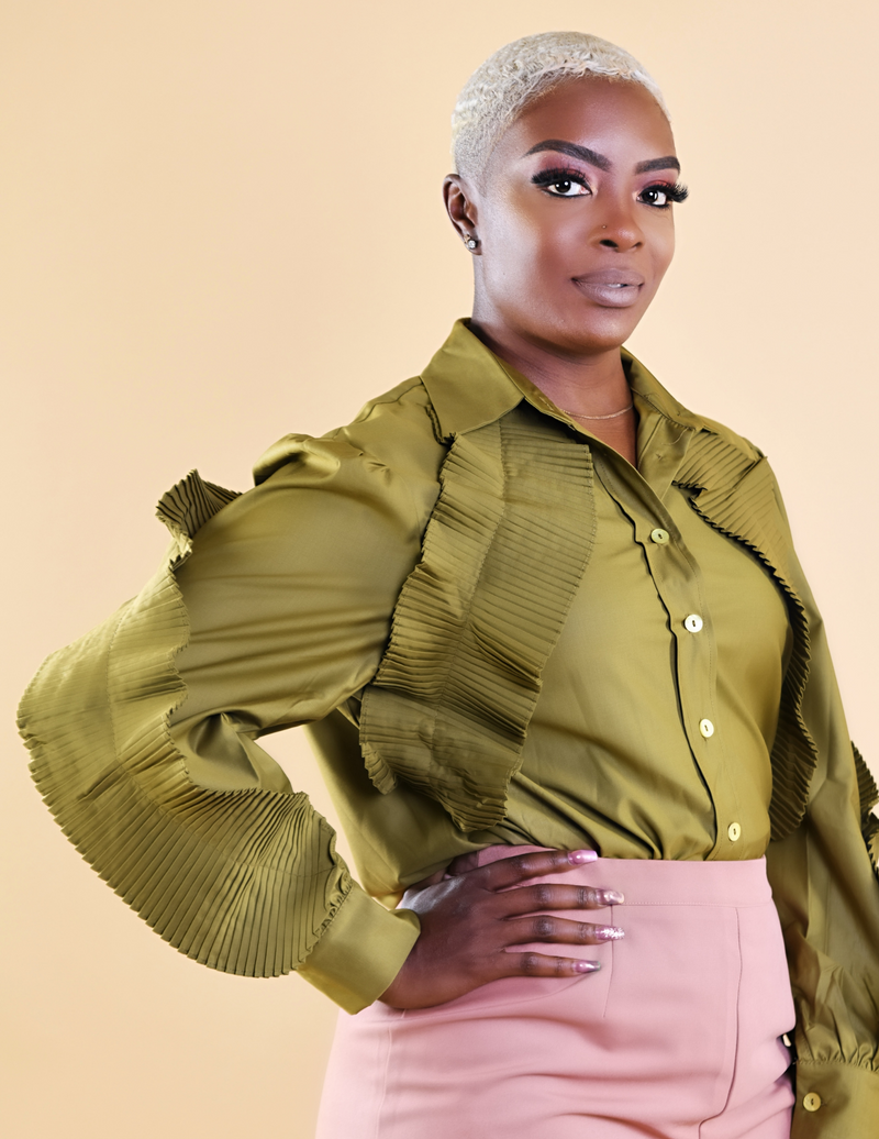 Olive Green Frill Shirt